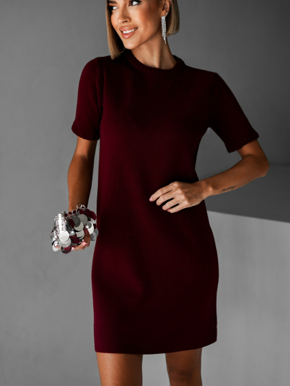 Vínové svetrové puzdrové šaty KAPA