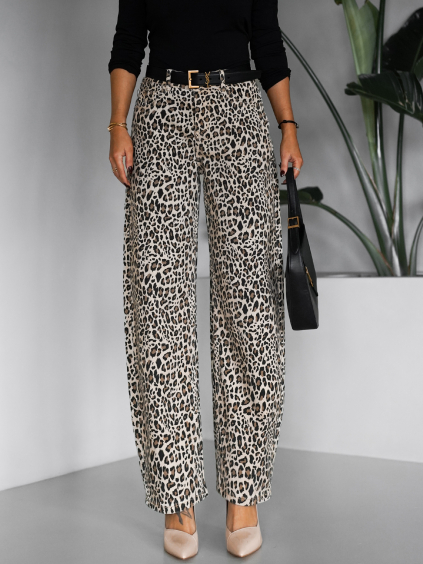 Leopardie široké barrel džínsy NESTA