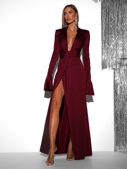 Bordové dlhé večerné šaty CARDAN