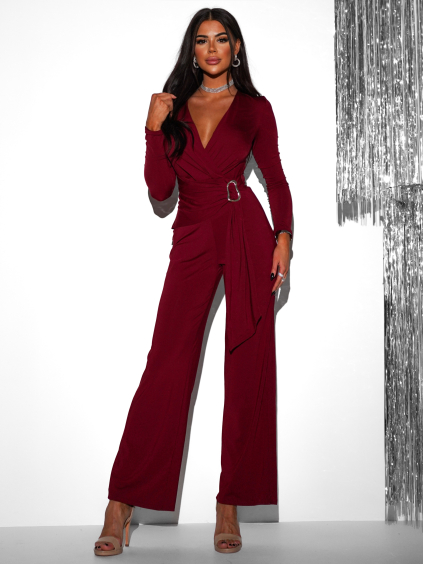 Bordó elegantný spoločenský overal BAOTRA
