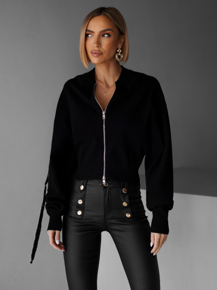 Černá stylová mikina ELLEMAE na zip (Veľkosť ONESIZE)