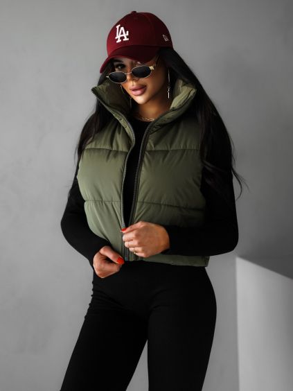 Khaki stylová vesta PATRICIA (Veľkosť L)