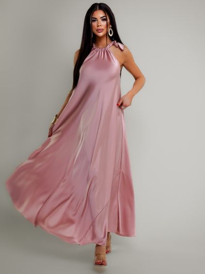 118437 7 staroruzove satenove dlouhe maxi saty coralline