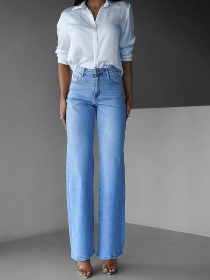 Modré svetlé široké džínsy PARFOS