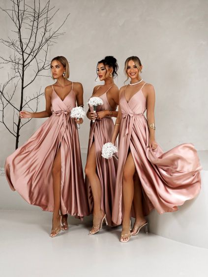 121507 staroruzove satenove dlouhe saty fairytale pro druzicky