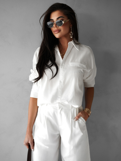 Bílá elegantní bavlněná košile BOBBIE (Veľkosť M/L)
