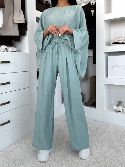 Světle tyrkysové lehké kalhoty LARYS (Veľkosť ONESIZE)