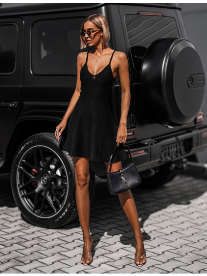 Čierne letné áčkové šaty PERTHY na ramienka