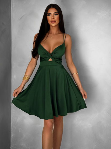 Smaragdové letní áčkové krátké šaty MADURAI (Veľkosť ONESIZE)