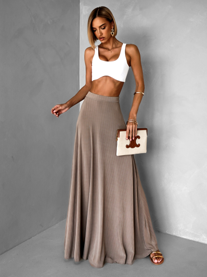 Hnedá áčková letná maxi sukňa BOLOWA