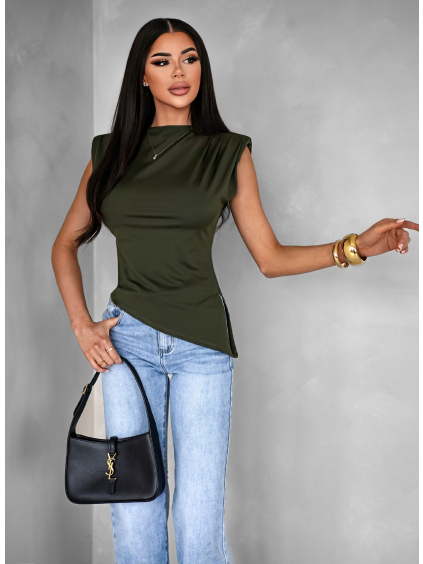 Khaki elegantní basic top FAUSKELA (Veľkosť ONESIZE)