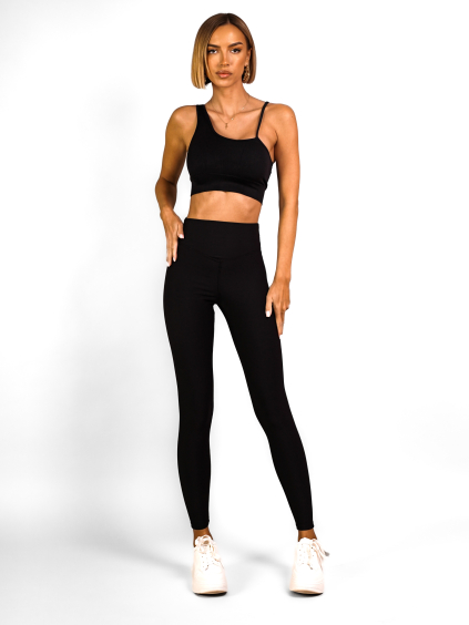 Černé basic sportovní elastické legíny AVOSIA (Veľkosť L/XL)