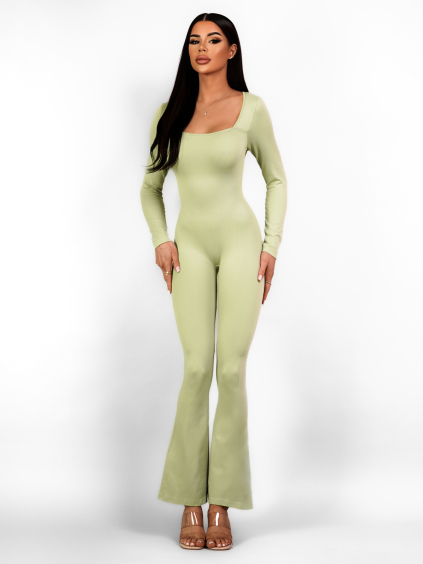 Světle zelený tvarující dlouhý stahovací overal AVEIRO (Veľkosť M/L)