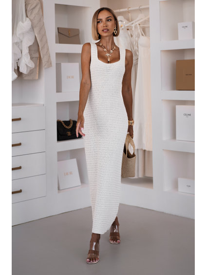 Krémové elegantné háčkované šaty TRIVON