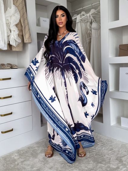 129533 4 modre letni dlouhe maxi saty tunika malure
