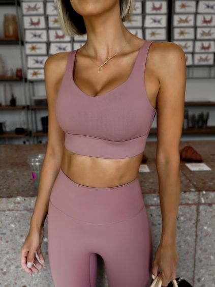 Tmavě růžová sportovní fitness podprsenka HALIVO (Veľkosť L)
