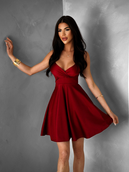 Bordó krátke áčkové šaty XYCEL