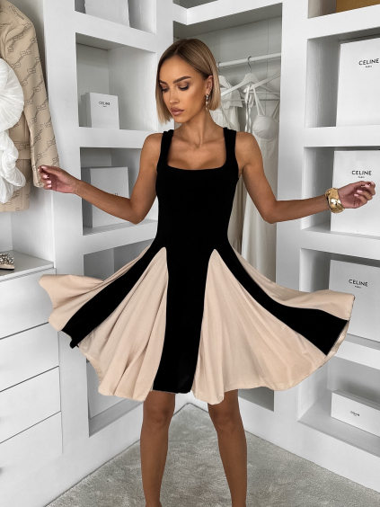 Černé krátké elegantní áčkové šaty NOREZA (Veľkosť ONESIZE)