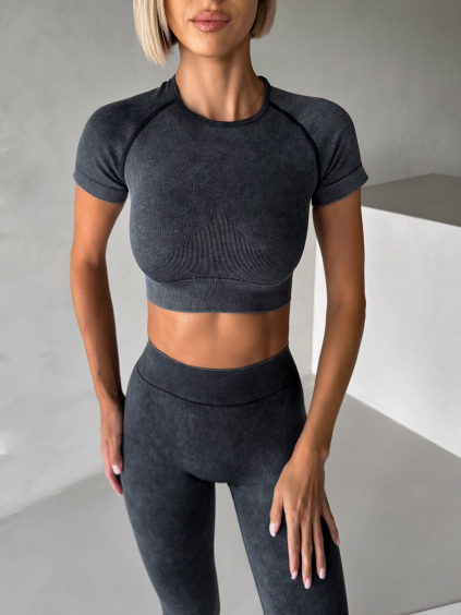 Šedé washed sportovní tričko KIREDO (Veľkosť L)