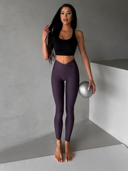 Fialové sportovní fitness legíny TONKA (Veľkosť L)
