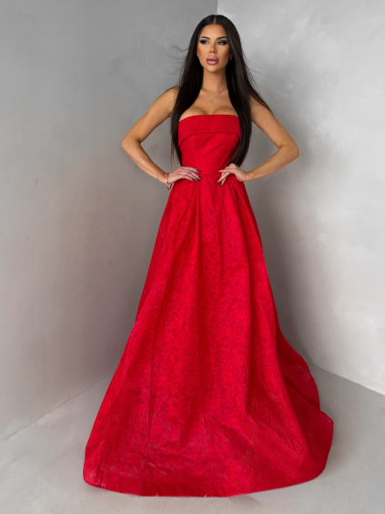 Červené plesové šněrovací společenské šaty VIANORA (Veľkosť L)