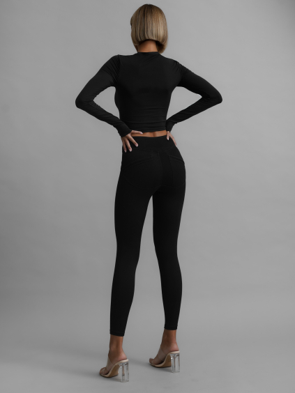 Černé sportovní push up legíny ABELO (Veľkosť L)