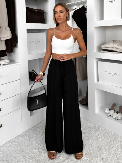 Černé široké kalhoty GLIFFON s puky (Veľkosť L)