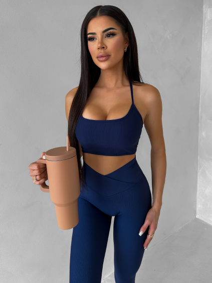 Tmavě modrá sportovní jóga podprsenka HALIRA (Veľkosť L)