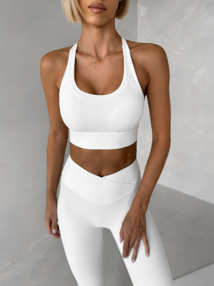 Bílá sportovní fitness podprsenka SONDEL (Veľkosť L)