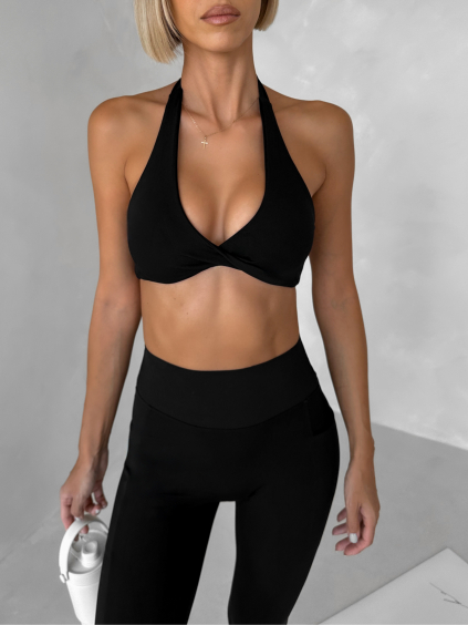 Černá sportovní jóga podprsenka CHOPEK (Veľkosť L)