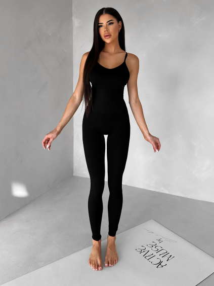 Černý sportovní push up overal ELANTRA (Veľkosť L)