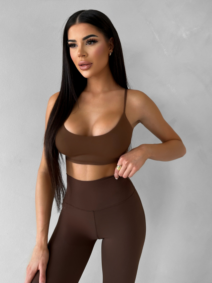 Hnědá sportovní fitness podprsenka VELIRA (Veľkosť L)