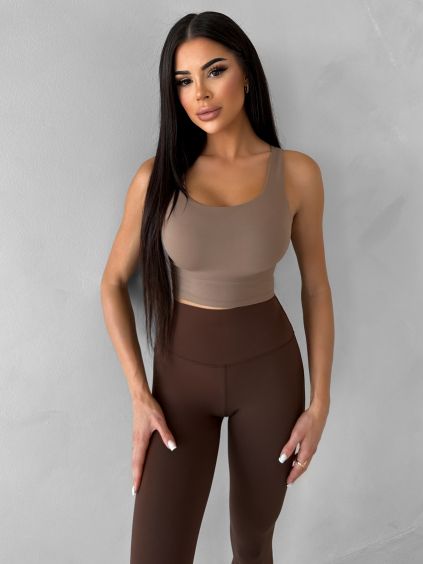 Hnědý sportovní fitness top ALIREX (Veľkosť L)