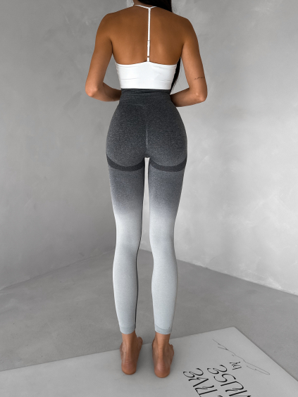 Šedé sportovní ombré legíny HIVANE s vysokým pasem (Veľkosť L)