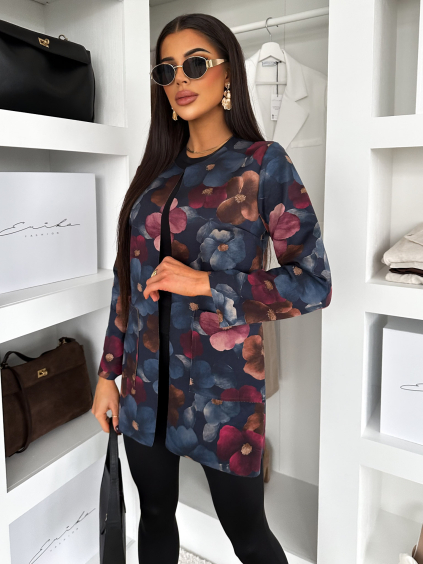 Modrý kvetinový kabátik PLANTER