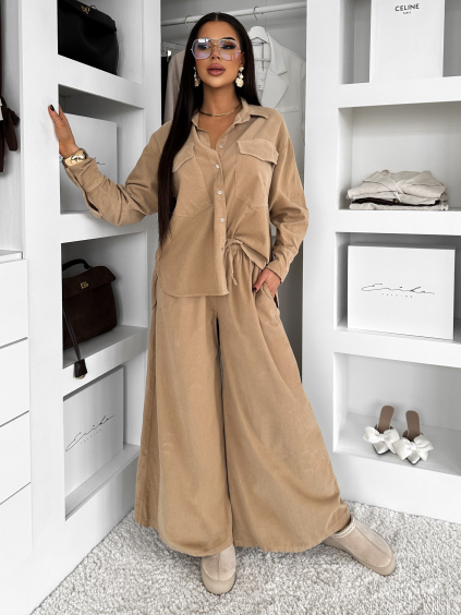 Světle hnědé široké kalhoty VORELLE (Veľkosť ONESIZE)