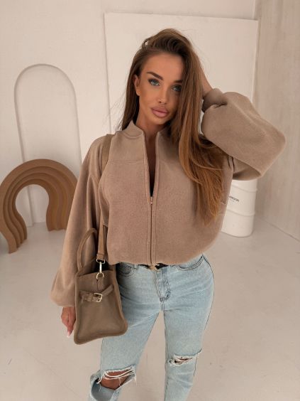 Světle hnědá fleecová luxusní mikina TRAMICO (Veľkosť ONESIZE)