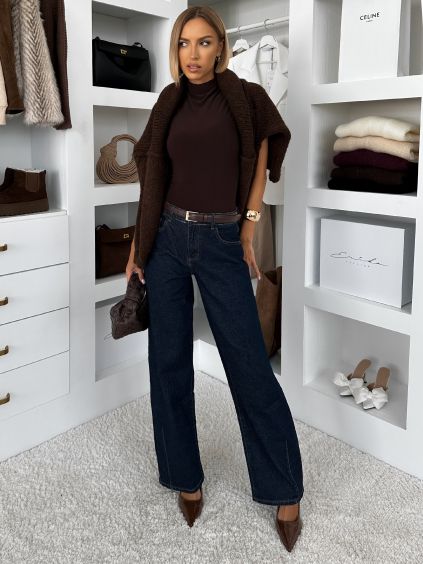 Tmavě modré high waist džíny DENVIRA (Veľkosť L)