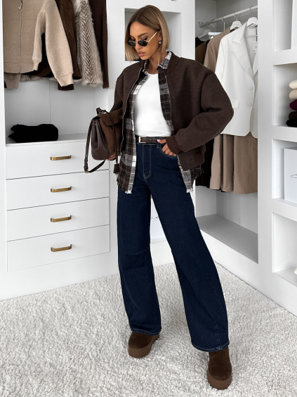 Tmavomodré high waist džínsy OLYMARI