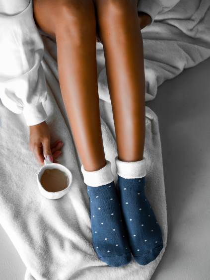 Modré bodkované teplé ponožky SCENTED