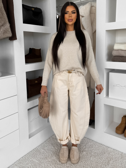 Béžový elegantný sveter MELUREX