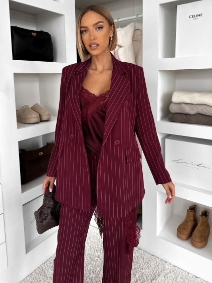 Bordó pruhované elegantné sako LEXUMA