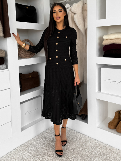 Čierne dlhé šaty MYNTORA s dlhým rukávom