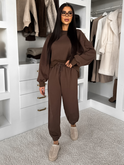 Hnedá pohodlná tepláková súprava FRALUNE