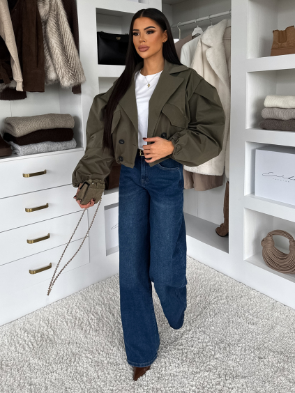 Kaki krátka balónová bunda RIVOYA