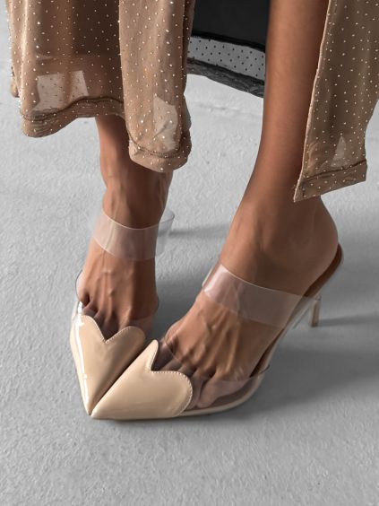 Béžové elegantní lodičky na podpatku FYNORY (Veľkosť 35)
