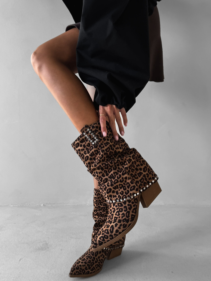 Leopardie kovbojky nízke čižmy ZEPHYR na kline
