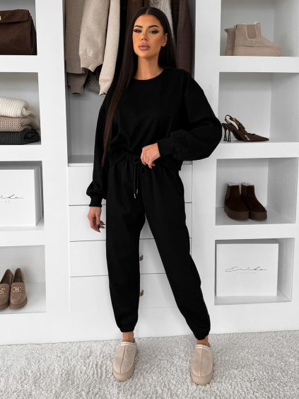 Čierna basic pohodlná tepláková súprava FRALUNE