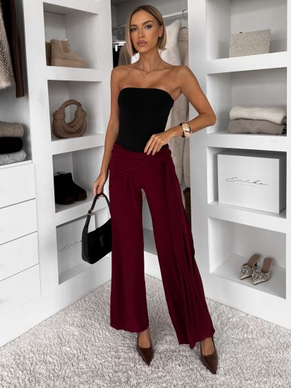 Bordó volné elegantní kalhoty IRAVELL (Veľkosť ONESIZE)