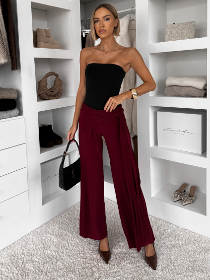 Bordó volné elegantní kalhoty IRAVELL (Veľkosť ONESIZE)